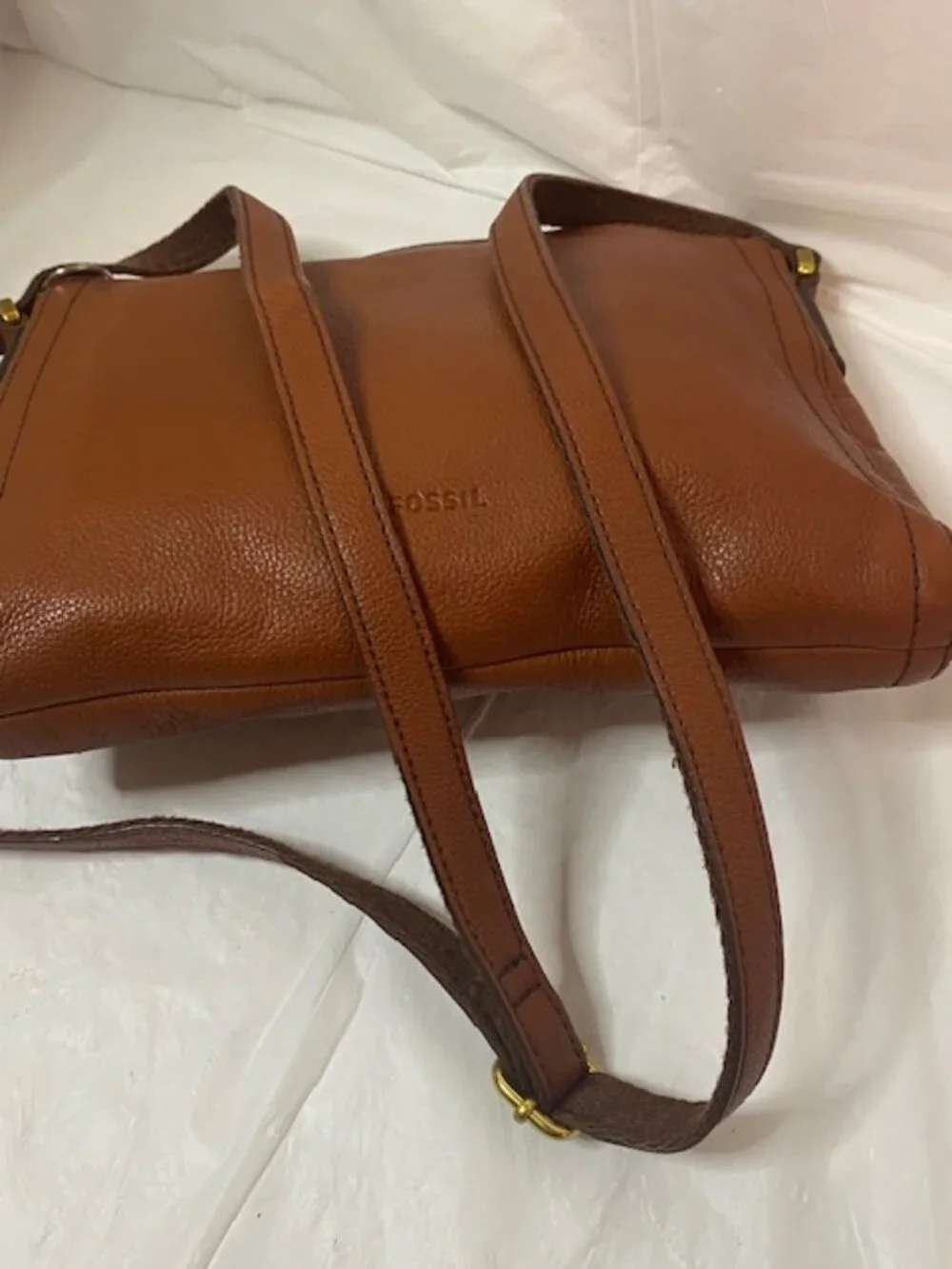 Fossil Tara Brown Leather Crossbody Bag